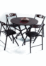 TABLE PLIABLE RONDE+ 4 CHAISES MARRON