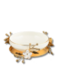 ASSIETTE PORCELAINE BLANCHE AVEC SOUS PLAT FLORAL DORE 15 CM