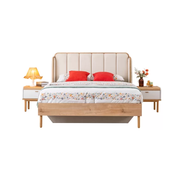 CELINE PACK LIT 160X200 AVEC RANGEMENT+2 CHEVETS+COMMODE+1 MIROIR ROND