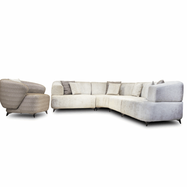 SELINO SALON  D'ANGLE MODERNE  DIM 250X335CM+FAUTEUIL 1PLACE  CL GRIS