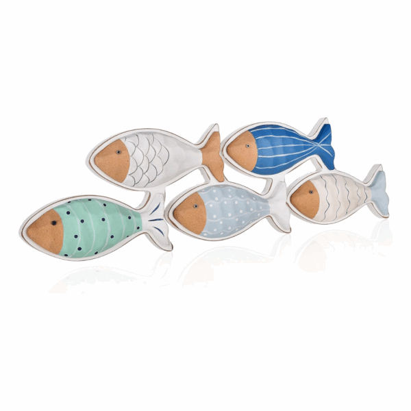 5 POISSONS DECO MURALE  28x2.5x14 CM