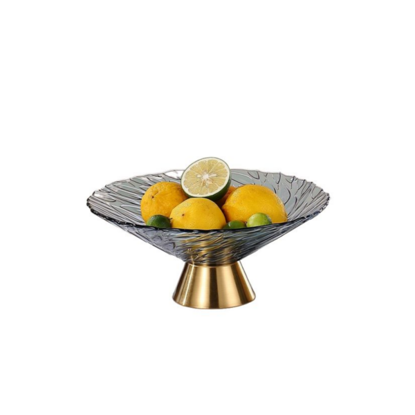 ASSIETTE GÂTEAU EN VERRE SUPPORT PIEDS DORÉES PF