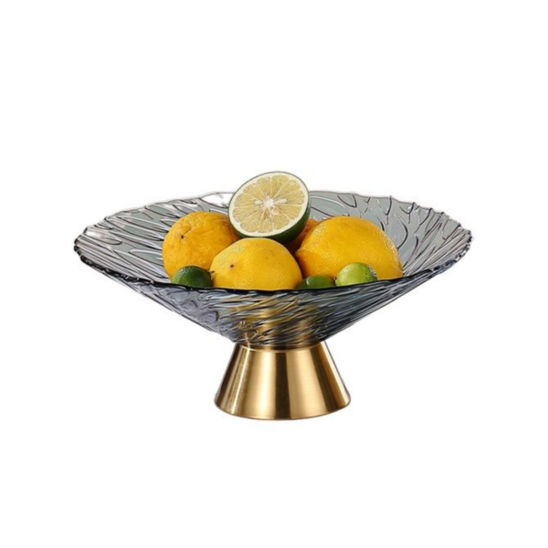 ASSIETTE GÂTEAU EN VERRE SUPPORT PIEDS DORÉES GF