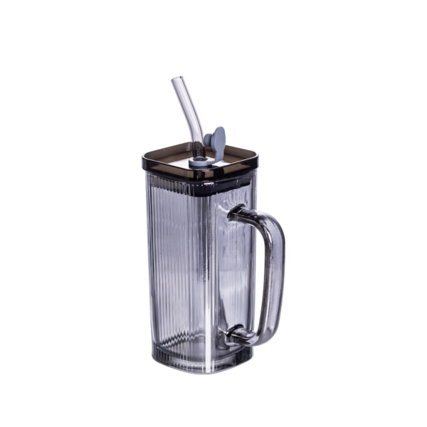 MUG EN VERRE RAYER +PAILLE