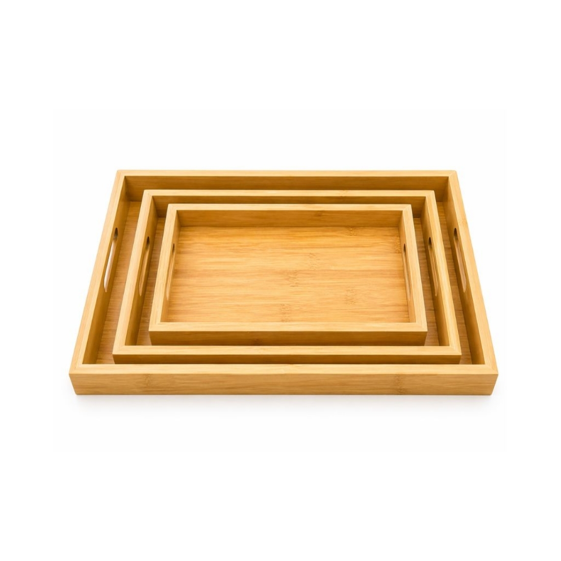 SET DE 3 PLATEAUX RECTANGULAIRE EN BAMBOU