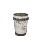 BOUGEOIRE STICK EN ARGENTE FONCE AVEC PERLES 9CM PH 275