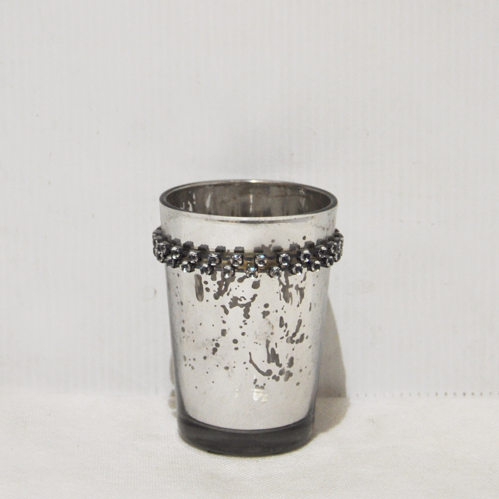 BOUGEOIRE STICK EN ARGENTE FONCE AVEC PERLES 9CM PH 275