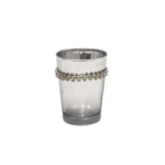 BOUGEOIRE STICK SIMPLE EN ARGENTE FONCE PERLES 9CM PH 278