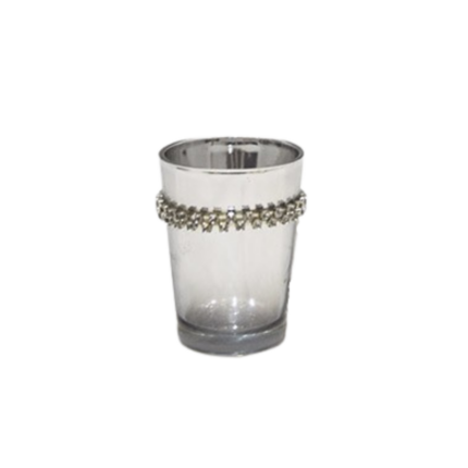 BOUGEOIRE STICK SIMPLE EN ARGENTE FONCE PERLES 9CM PH 278