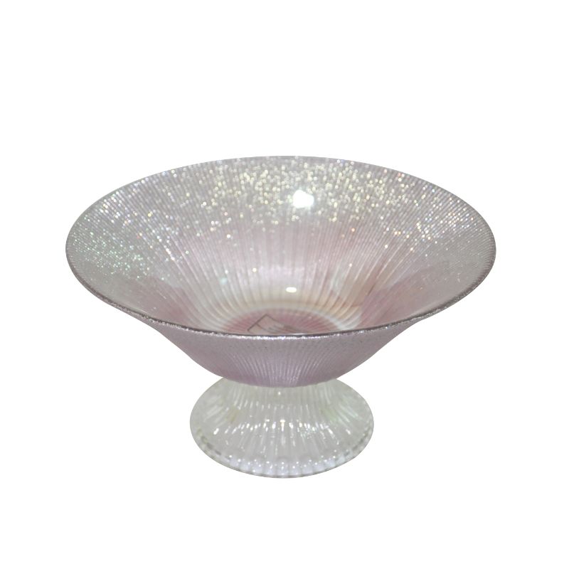 SALADIER A PIED RADIANT VERRE ROSE D20 CM SALADIER A PIED RADIANT VERRE ROSE D20 CM