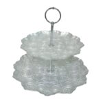 SERVITEUR GATEAU 2 NIVEAUX  ARINNA ARGENTE 28+21 CM