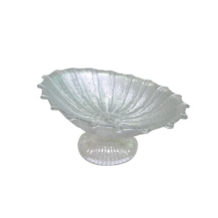 BOL EN VERRE OVAL A PIED ARINNA ARGENTE 21CM
