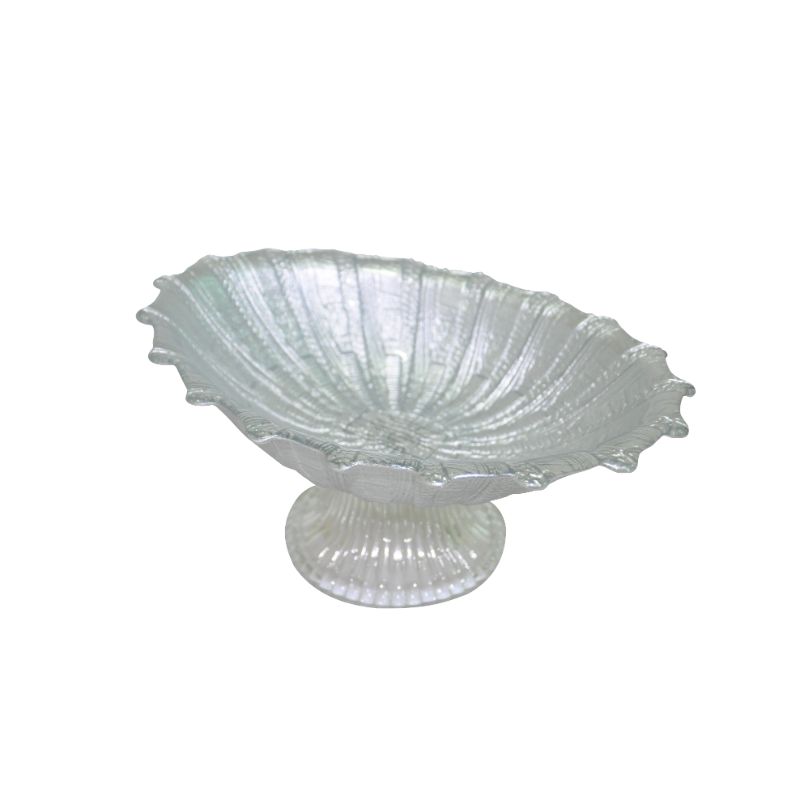 BOL EN VERRE OVAL A PIED ARINNA ARGENTE 21CM BOL EN VERRE OVAL A PIED ARINNA ARGENTE 21CM