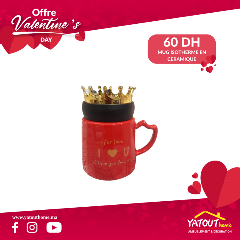 MUG ISOTHERME 8,5X13.5 CM EN CERAMIQUE - Rouge