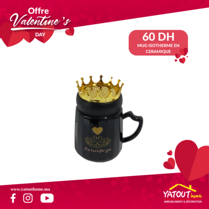 MUG ISOTHERME 8,5X13.5 CM EN CERAMIQUE - Noir