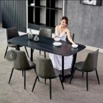 TABLE HELGA NOIR CARBON 160X90 CM+6 CHAISES