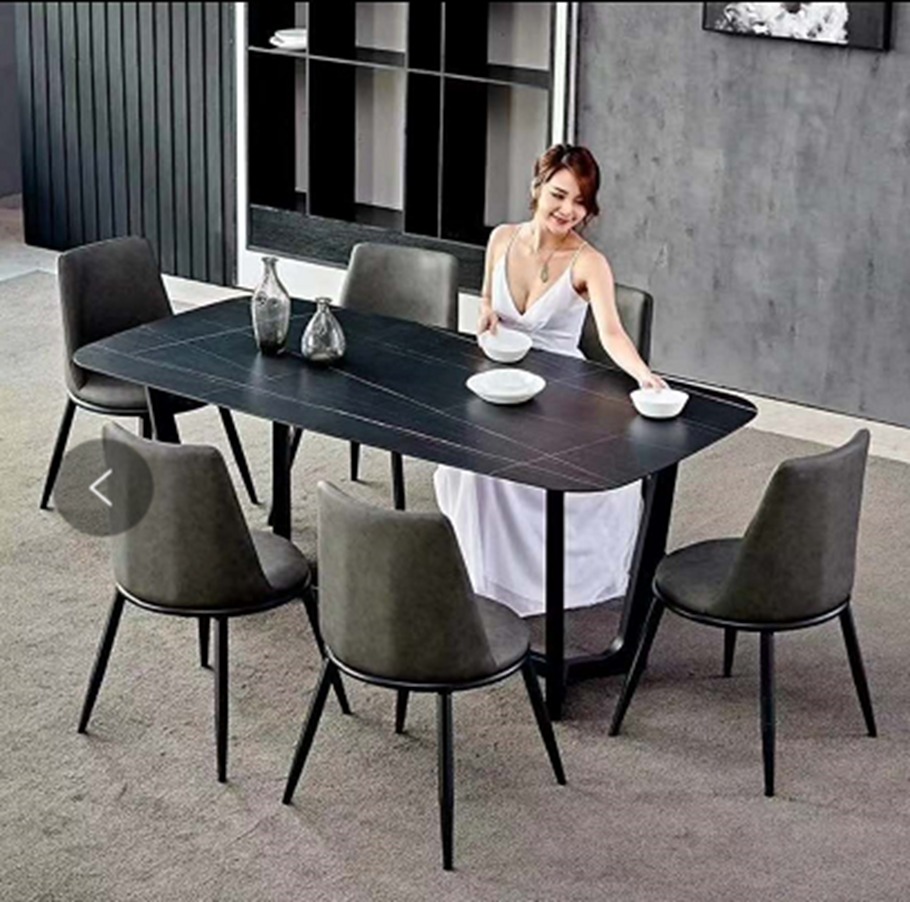 TABLE HELGA NOIR CARBON 160X90 CM+6 CHAISES TABLE HELGA NOIR CARBON 160X90 CM+6 CHAISES