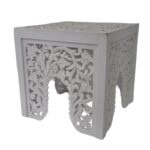 2 TABOURETS ARABESQUE MDF 45X45X44H/36,5X36,5X37  BLANC