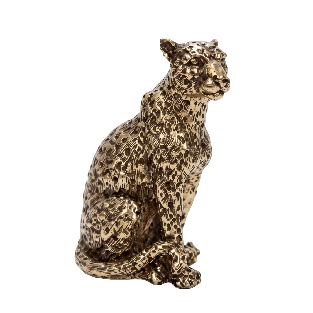 STATUE DÉCORATIVE LÉOPARD DORÉ 11×17×22,4 CM