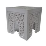 2 TABOURETS ARABESQUE MDF 45X45X44H/36,5X36,5X37  BLANC