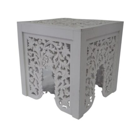 2 TABOURETS ARABESQUE MDF 45X45X44H/36,5X36,5X37  BLANC