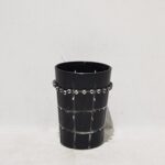 BOUGEOIRE STICK NOIR GRAVEE EN CARRE ARGENT 9CM PH 281