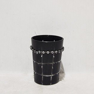 BOUGEOIRE STICK NOIR GRAVEE EN CARRE ARGENT 9CM PH 281