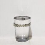 BOUGEOIRE STICK SIMPLE EN ARGENTE FONCE PERLES 9CM PH 278
