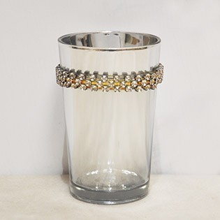 BOUGEOIRE STICK SIMPLE EN ARGENTE FONCE PERLES 11CM PH 277