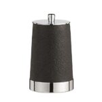 PORTE COTTON POMPAI POLYRESINE NOIR COUVERCLE INOX H 12.5 CM