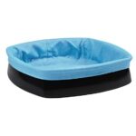PANIER A PAIN NOIR  TISSU TURQOUISE H 6.5 X26X26CM 322092 PROMO FIN17