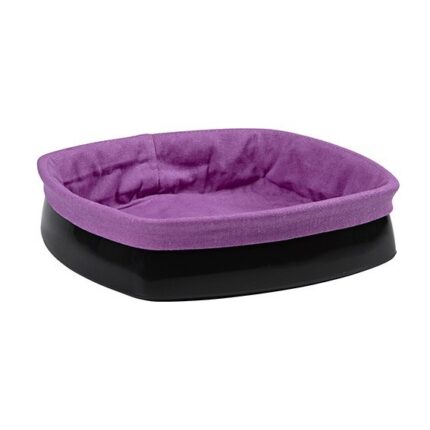 PANIER A PAIN NOIR TISSU MAUVE H 6.5 X26CX26 CM 322091 PROMO FIN17