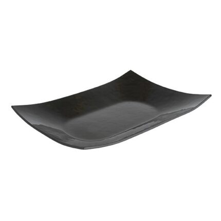 ASSIETTE EN VERRE NOIR  RECTANG L 24.0CM