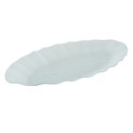 ASSIETTE VERRE BLANC GIVRE OVAL ZIGZAG  L24.0CM