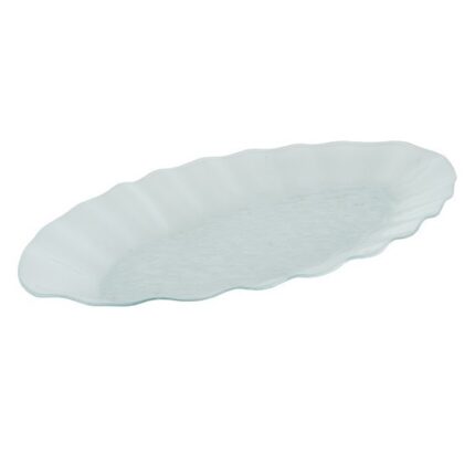 ASSIETTE VERRE BLANC GIVRE OVAL ZIGZAG  L24.0CM
