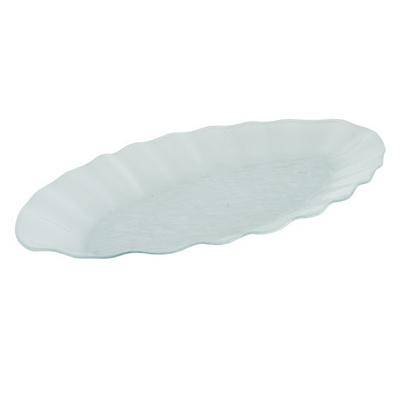ASSIETTE VERRE BLANC GIVRE OVAL ZIGZAG L24.0CM ASSIETTE VERRE BLANC GIVRE OVAL ZIGZAG L24.0CM