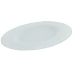 ASSIETTE VERRE BLANC GIVRE OVAL STRIP  L 24.0CM