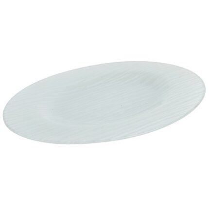 ASSIETTE VERRE BLANC GIVRE OVAL STRIP  L 24.0CM