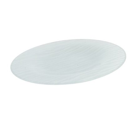 ASSIETTE VERRE BLANC GIVRE OVAL STRIP L 20.0CM