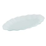 ASSIETTE VERRE BLANC GIVRE OVAL ZIGZAG L19X34CM