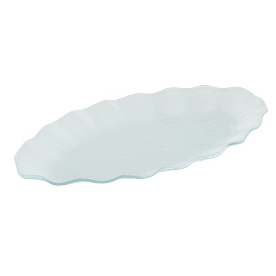 ASSIETTE VERRE BLANC GIVRE OVAL ZIGZAG L19X34CM ASSIETTE VERRE BLANC GIVRE OVAL ZIGZAG L19X34CM