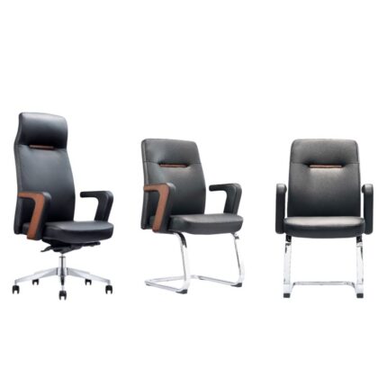 Ensemble EQUINOX: fauteuil president A1628 +2 fauteuils visiteurs/ luge C1628 PU Noir