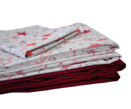 PARURE IMPRIMÉE SMALL 90X200 CM GRIS CLAIR ETOILE ROUGE