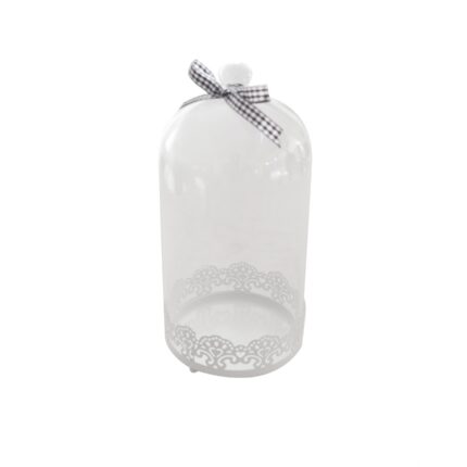 CLOCHE GATEAU EN FER FORGER ET COUVERCLE EN VERRE 10X20 CM