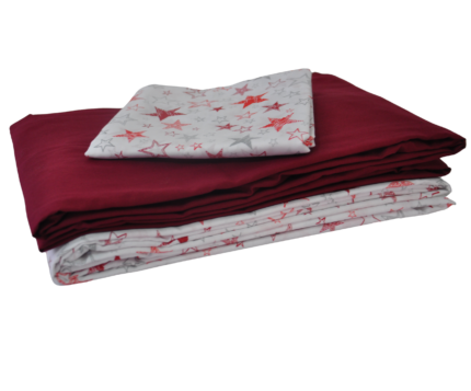 PARURE IMPRIMÉE SMALL 90X200 CM GRIS CLAIR ETOILE ROUGE