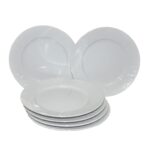 BATALHA SET 6  ASSIETTES PORCELAINE BLANCHE 20 CM