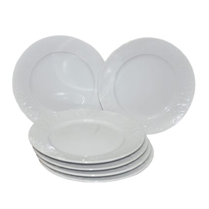 BATALHA SET 6  ASSIETTES PORCELAINE BLANCHE 20 CM