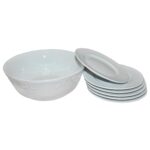 BATALHA SALADIER 22 CM+6 ASSIETTES 16CM  PORCELAINE BLANCHE