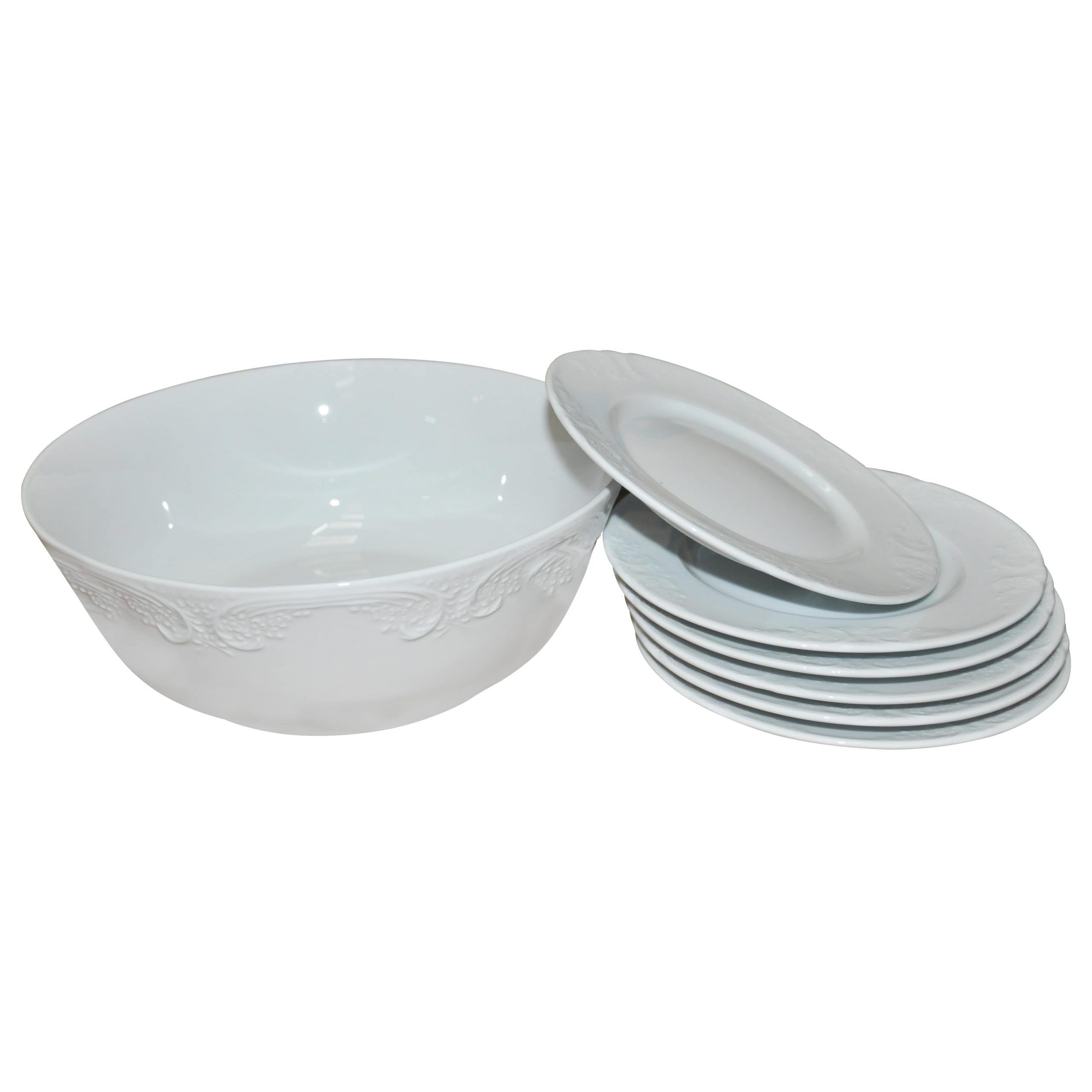 BATALHA SALADIER 22 CM+6 ASSIETTES 16CM PORCELAINE BLANCHE BATALHA SALADIER 22 CM+6 ASSIETTES 16CM PORCELAINE BLANCHE