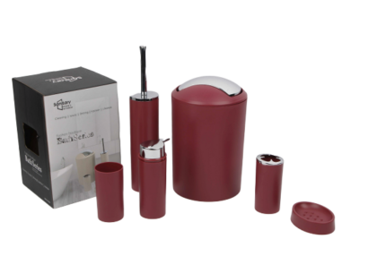 SET ACCESSOIRES SALLE DE BAIN 6 PCS ROUGE UNI